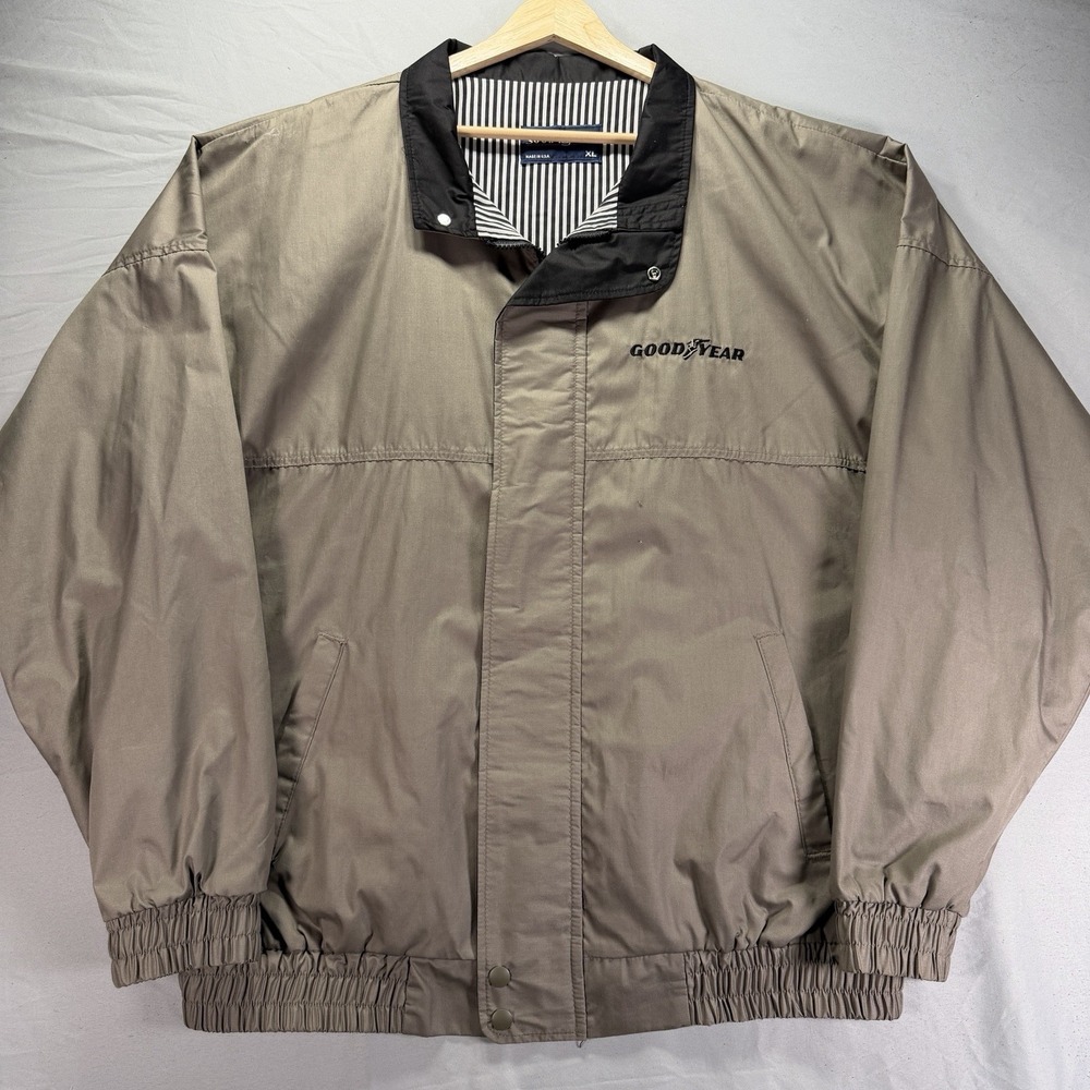 Goodyear Employee Jacket Mens XL Brown Full Zip Windbreaker Swingster Pockets